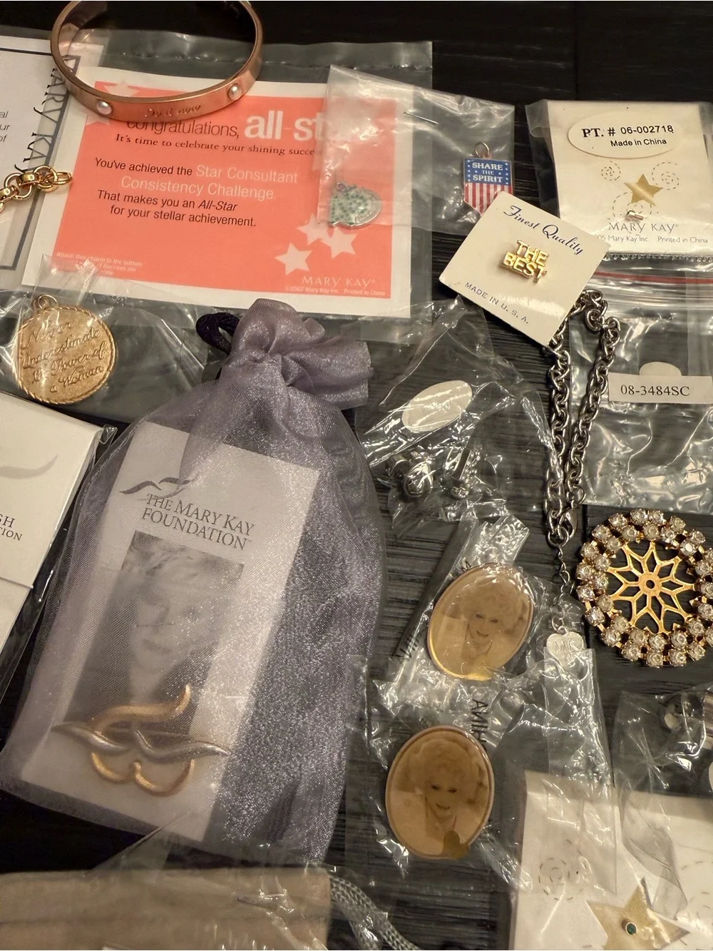 Mary Kay Bundle of Jewelry Pins Pin Enhancers Charms Bookmarks Assorted Lot